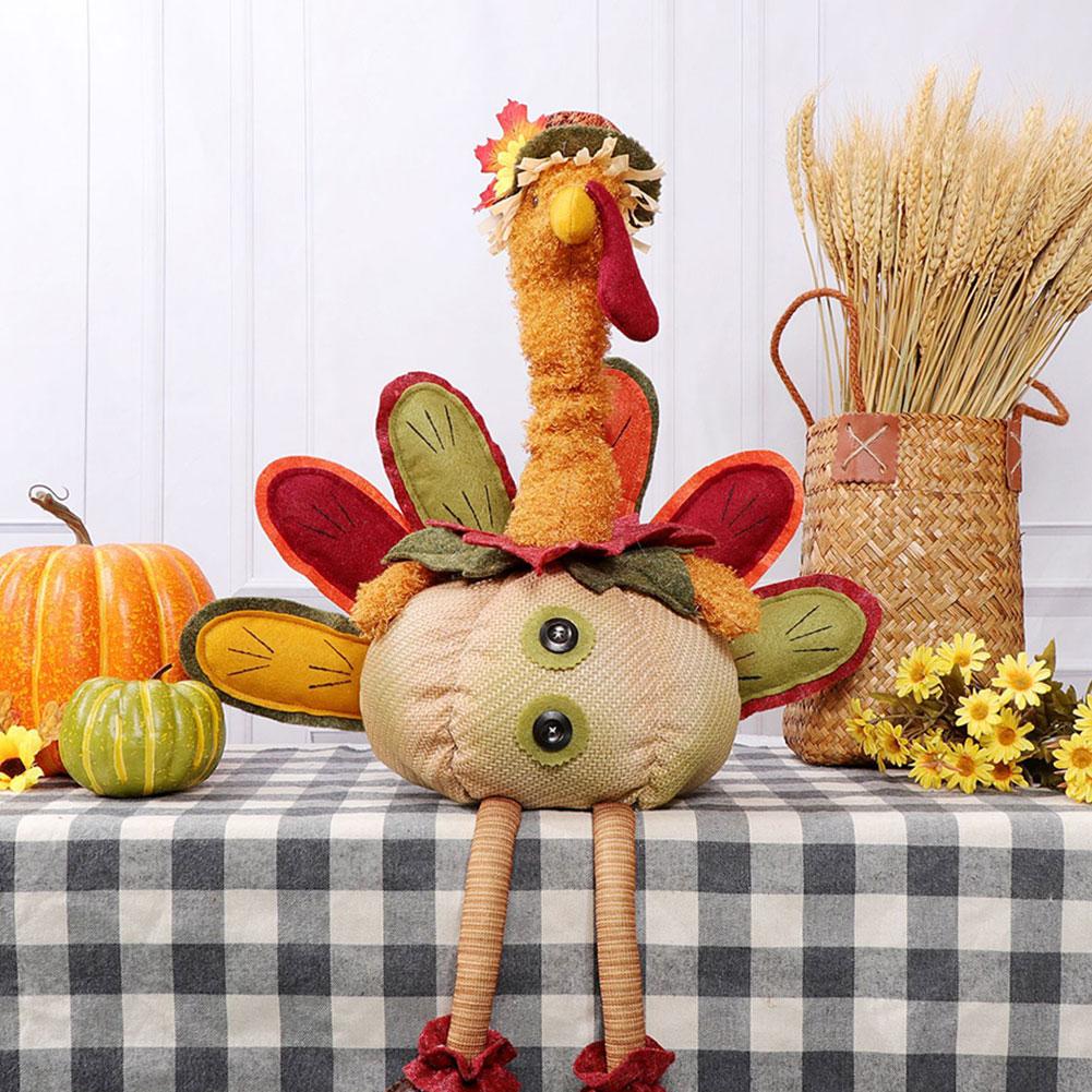 Turkeys Doll Ornaments For Fall Cute Long Legs Fabric Turkeys with Telescoping Legs Doll Personalized Holiday Party Decor