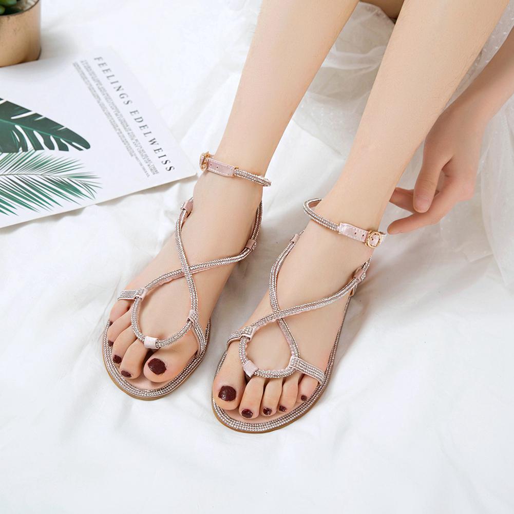buckle strap flat heel sandals