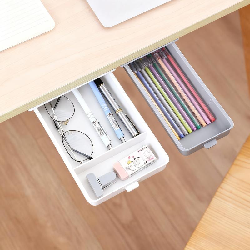 Creative Self-Adhesive Mini Hidden Drawer Under The Table/desk - Girl's Cosmetic & Stationery Organizer Saving-space Storage Box