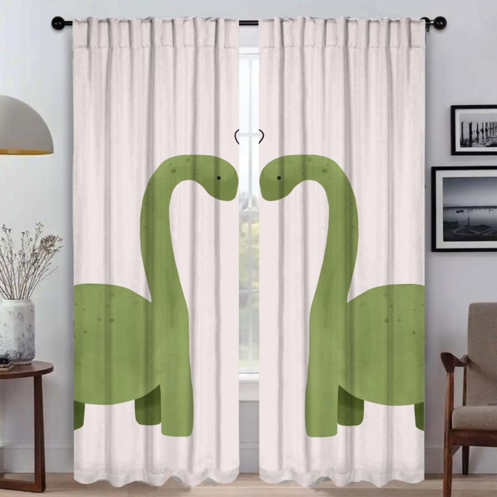 Halloween Dekoration Dinosaurie Heminredning Gardiner 2 Delar Moderna Vardagsrumsgardiner för Rumsavdelare Mörkläggningsgardin