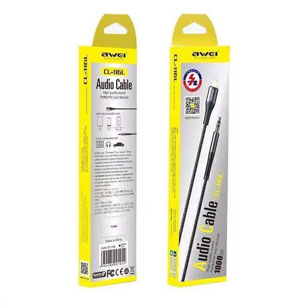 Adapter Lightning Do Jack 3.5 AWEI Szary