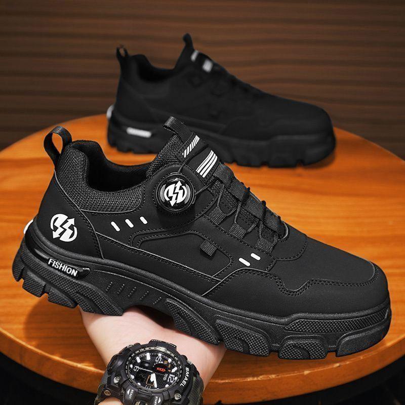 Men's Shoes for Spring New Low Top One Legged Rotating Button Sports and Casual Trendy Shoes Outdoor Waterproof Work Shoes