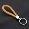 Unisex DIY PU Leather Braided Keychain Woven Rope Pendant Key Ring for Car Bag