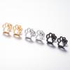 Stainless Steel Bear Paw Footprint Earrings - Unique Design Ear Studs