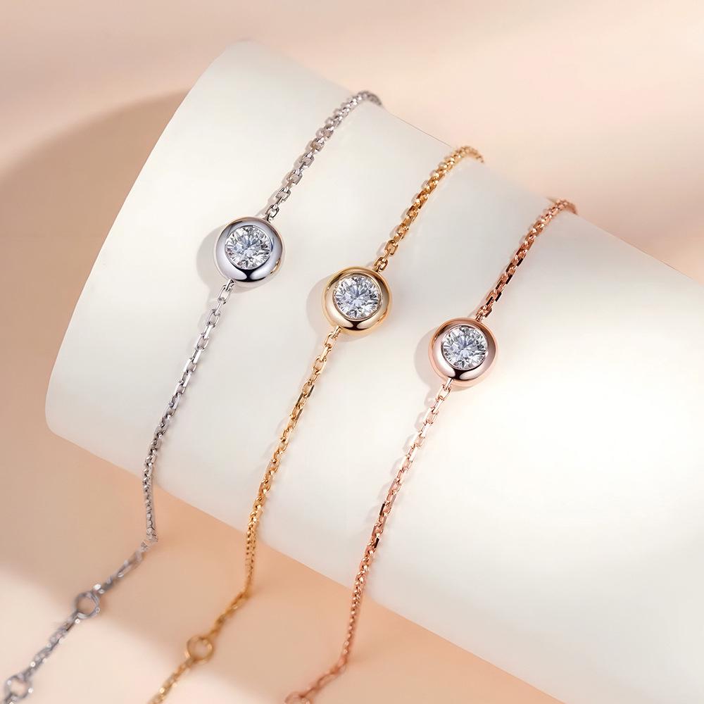 S925 Sterling Silver Moissanite Starry Bubble Bracelet for Women - Adjustable Retro Fashion Design