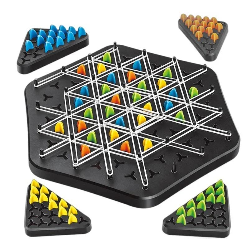 Chain Triangle Chess Game Triggle Rubber Band Game Educational Interactive Game Battle Set For Family Party Gift