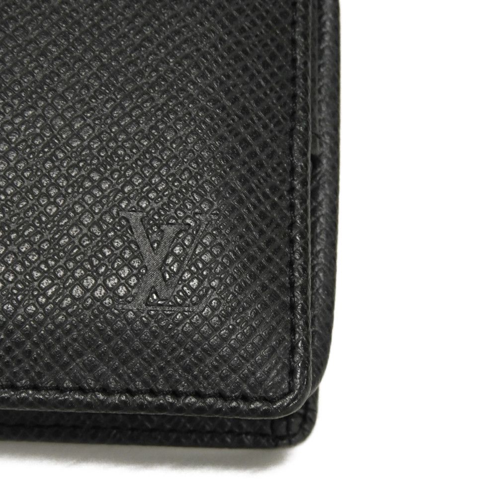 Used 12564 Porte Monnaie Boite M30382 7943 LV Logo Embossed Charcoal Gray Black Coin Pocket Taiga Ardoise Men's from