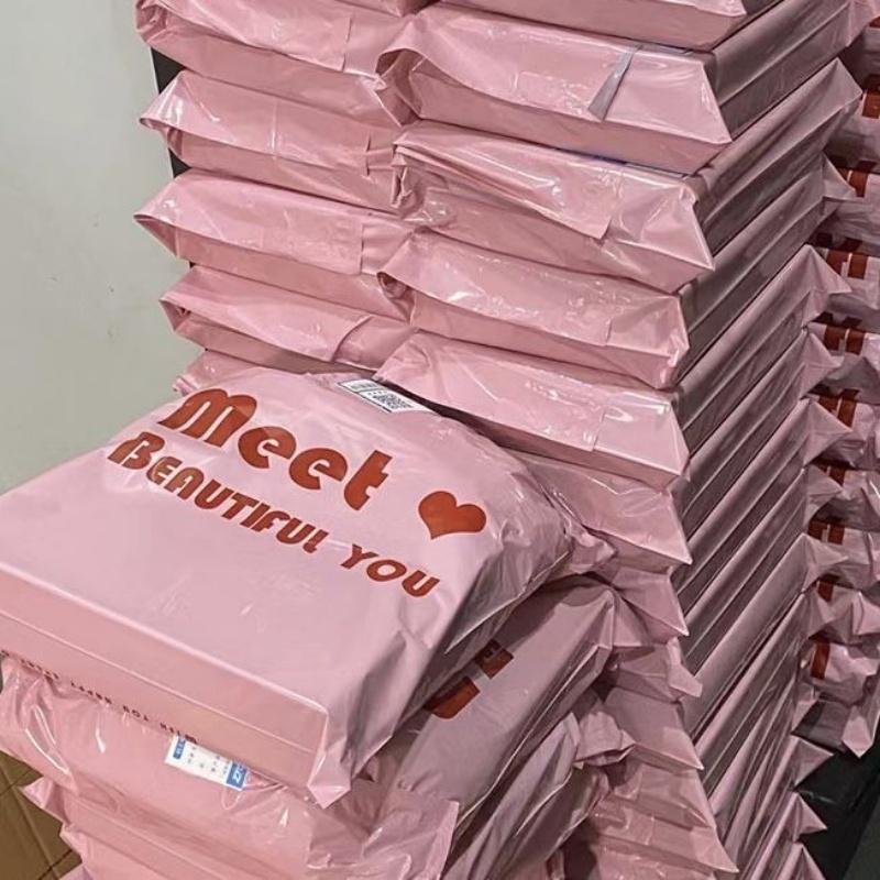 Pink Packing Bag 100pcs Thick Courier Bag Waterproof Durable Shopping Bag For Clothing Logistics Gift Packaging Mail Envelope
