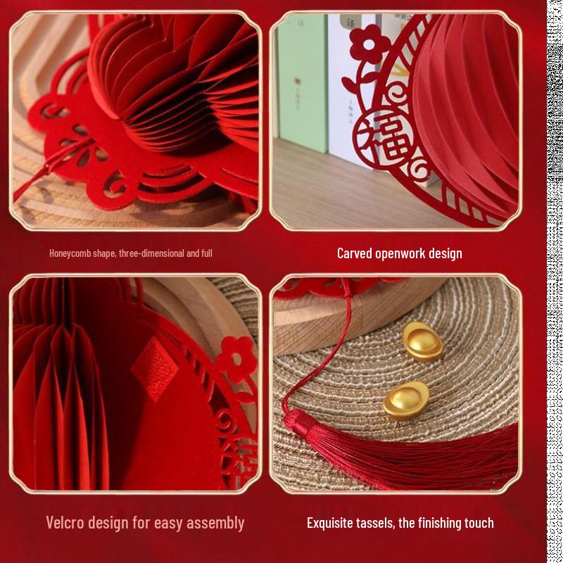 Chinese Horse Year 2026 Lanterns: 3D Honeycomb Hanging Ornaments for New Year and Spring Festival Decor.