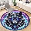 1pc Wolf Neon Office Round Area Rug, Under Office Chairs Bedroom Living Room Home Decor, Room Deco, Available In Various Sizes