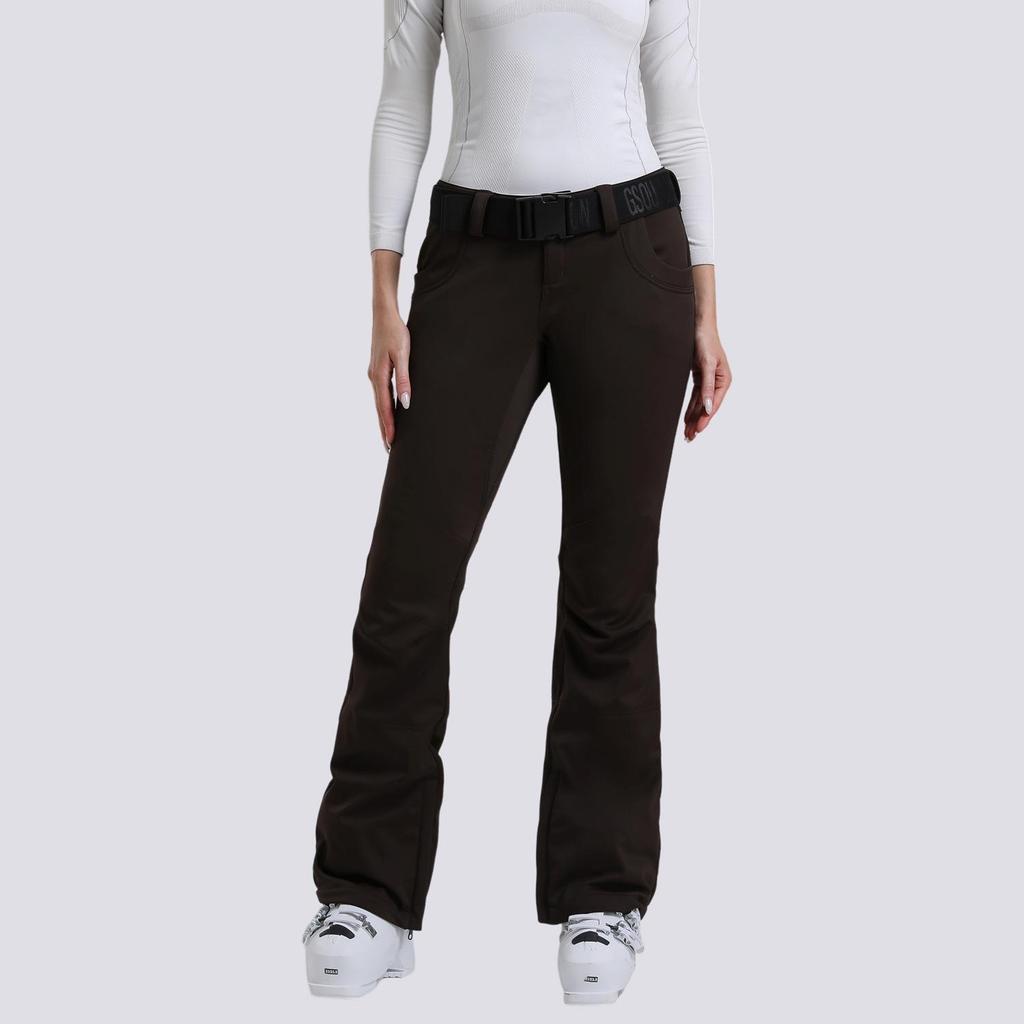 New Women's Slim Fit Ski Pants: Elastic, Double-Layered, Velvet-Lined, Windproof, Waterproof, Breathable, Solid Color.