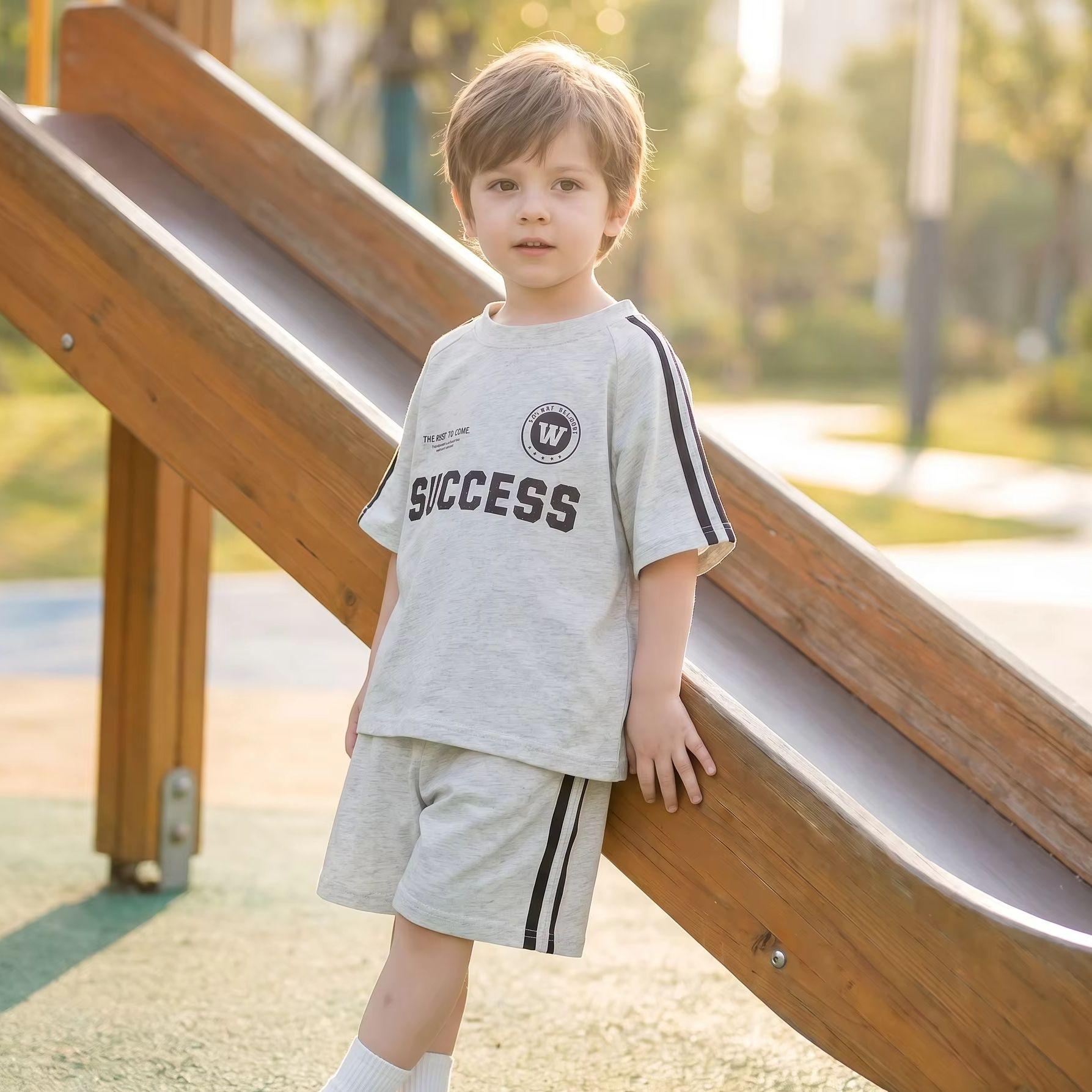 2026 Summer Children s Set Alphabet Pattern T-Shirt and Shorts 2-Piece Set Boys and Girls Clothing 100