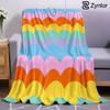 Rainbow Pastel Scallop Lightweight Microfiber Soft Christmas Fleece Blanket Warm Cozy Throw for Sofa Office Travel All Season