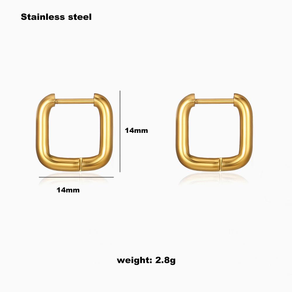 Trendy Geometric Stainless Steel Earrings: Pentagram, Heart, Square & Polygon Shapes