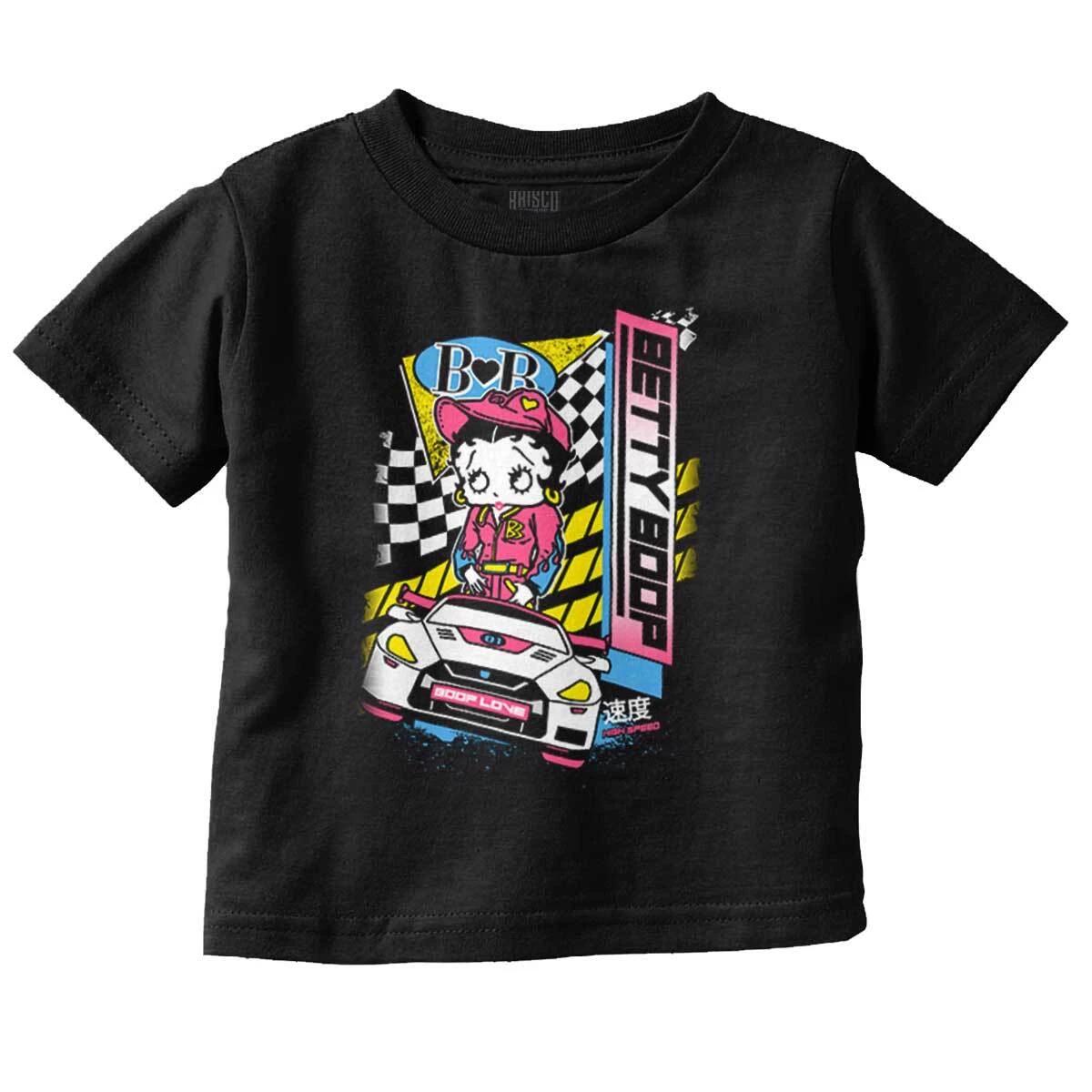 Betty Boop Retro Cartoon Kanji Speed Racer Toddler Girl Youth T Shirt For Kids XL