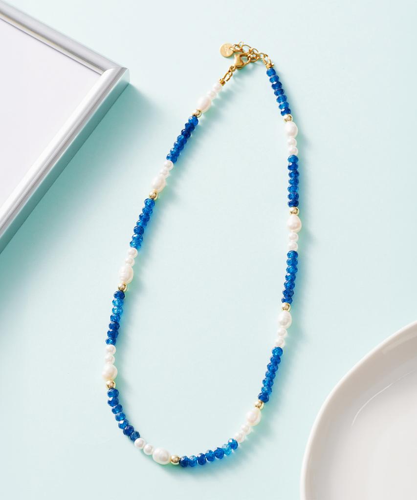 Polalita Blue And Pearl Bead Necklace (Plt-Nl-007_Na)