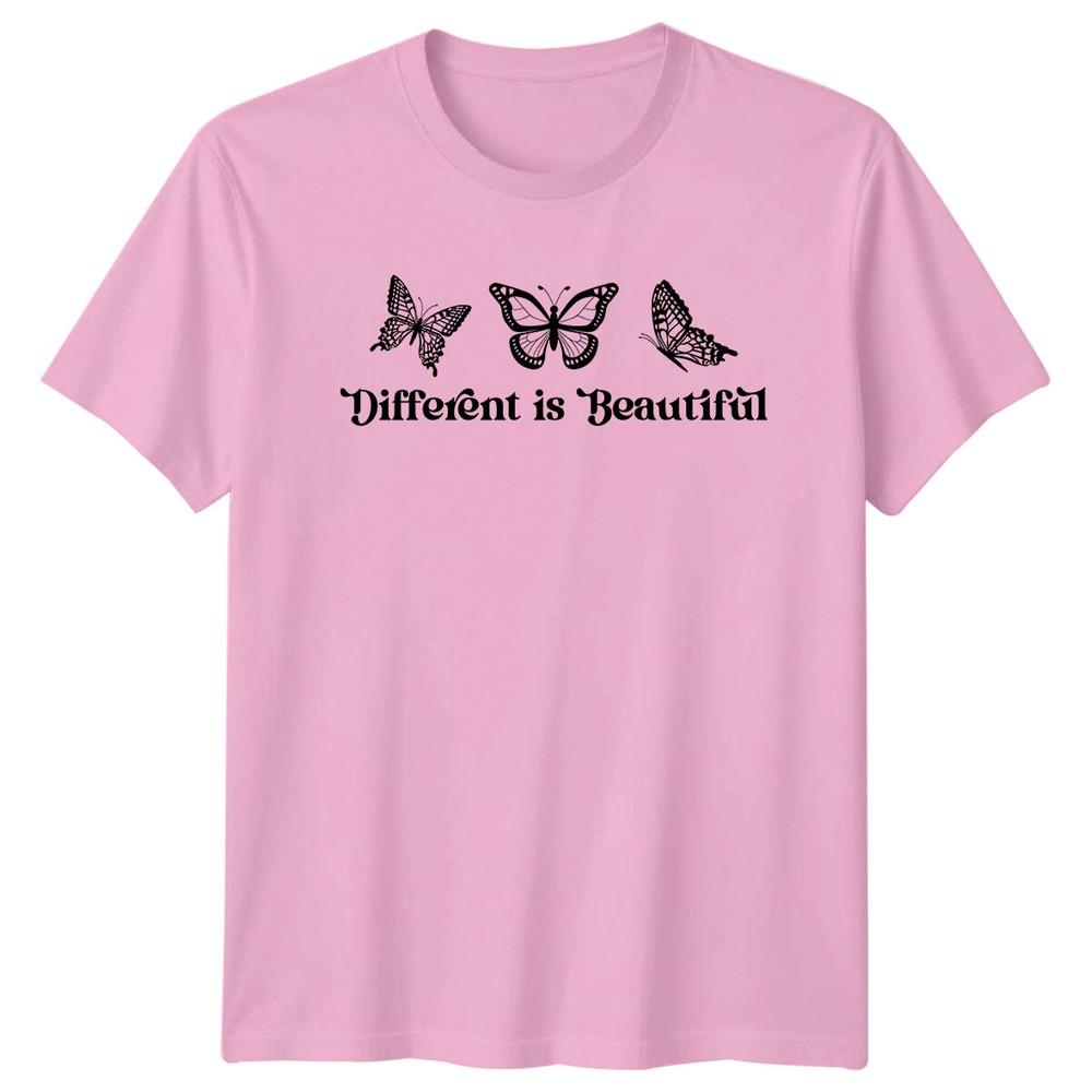 Different Is Beautiful Butterfly TShirt Quote Slogan Graphic Tee