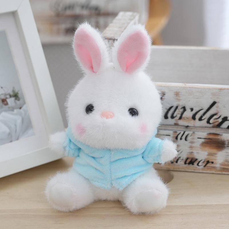 Whimsical Plush Rabbit Keychain Adorable Stuffed Toy Doll With Colorful Clothing Options