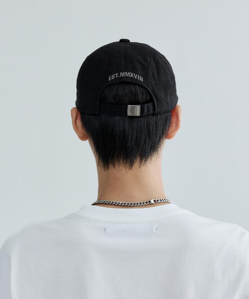 MAISON MINED Script Type Applique Ball Cap Black