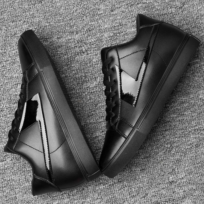 Fashion Sneakers Man Elevator Shoes Height Increase Insole 10cm White Black Taller Shoes Men Leisure Fashion Leather Sports Plus Size 44