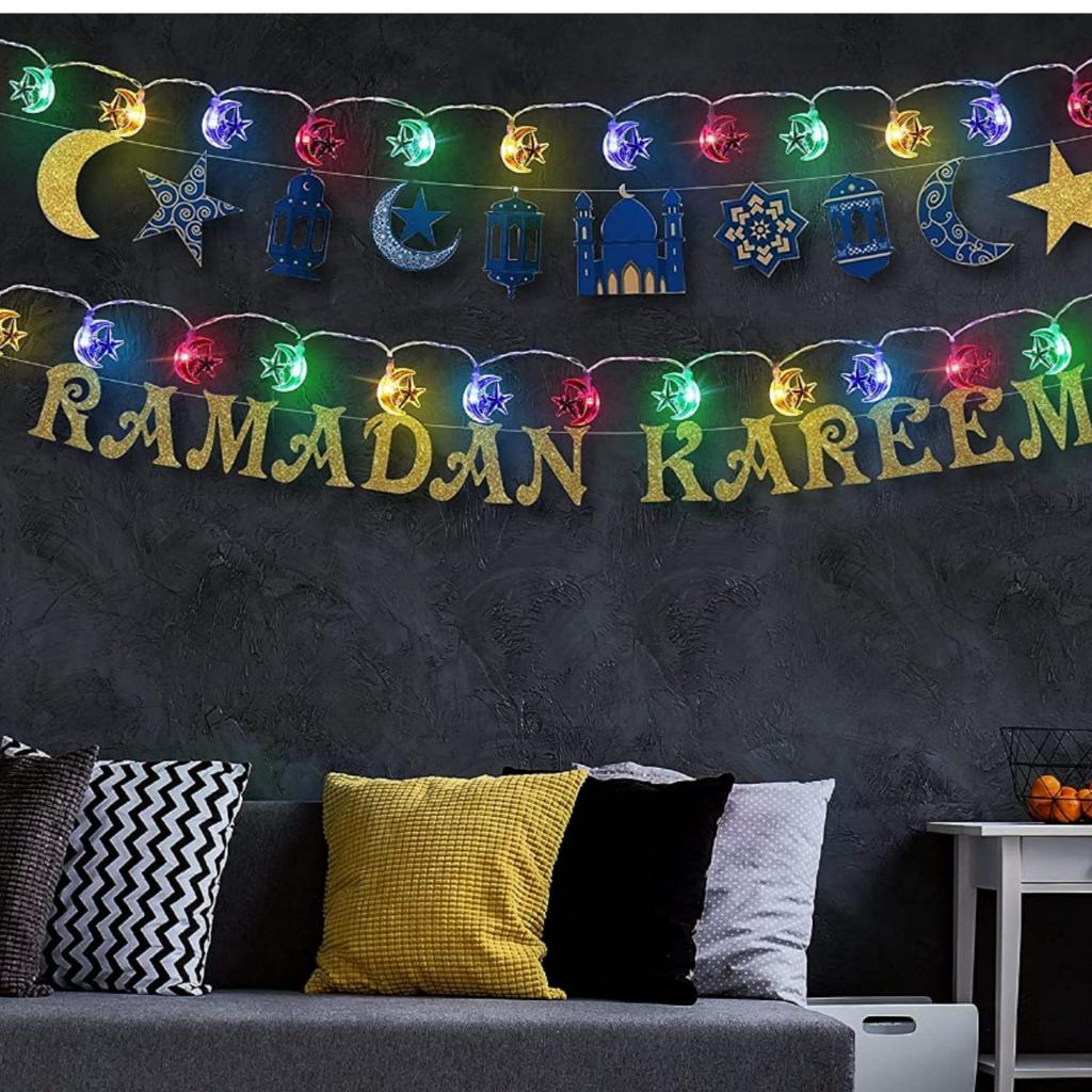 Moon Stars Ramadan String Light Battery Powered Decorative Hanging Lamp For Bedroom Home Garden Living Room Ramadan Decor