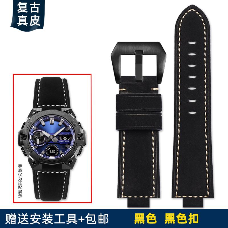 26*14mm Convex Thin breathable men Wrist strap For CASIO G-Shock GST-B400 nylon Cowhide watch band cowhide watchband accessories