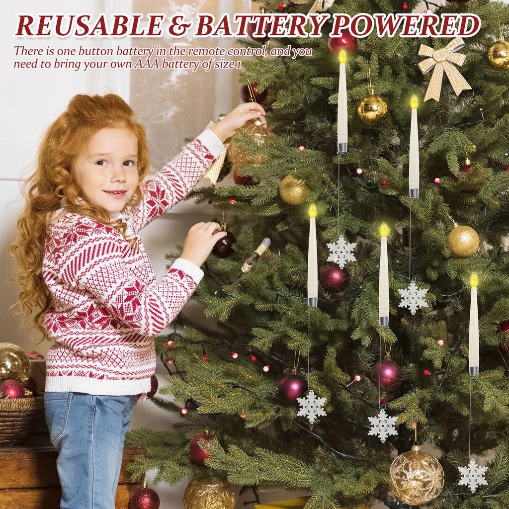 6Pcs LED Flameless Taper Candles Battery Operated Flickering Candles Family Party Holiday Home Christmas Tree Decoration Light