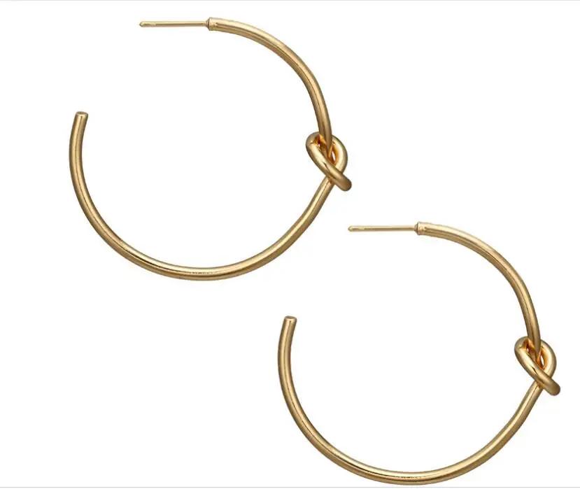 1 par Brinco Argola Nó Torcido Simples Dourado Liga Semicírculo cor dourada Brincos Presentes Acessórios