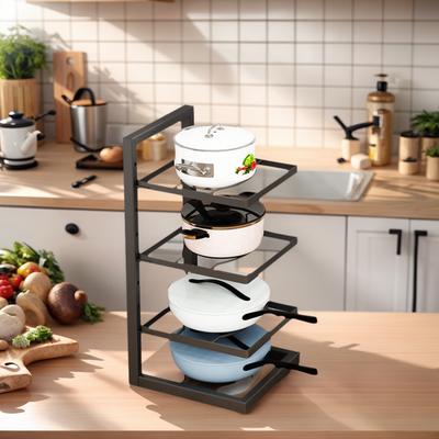 Pot Rack Organizer Under Sink Adjustable Cookware Storage Heavy Duty Space Saving Shelf for Cabinet Kitchen Cookware Holder