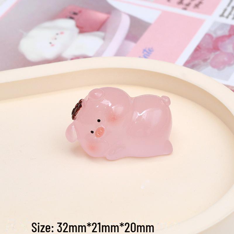 

Luminous 3D Pig Cartoon DIY Resin Accessories for Phone Case, Hairpin, Jewelry.