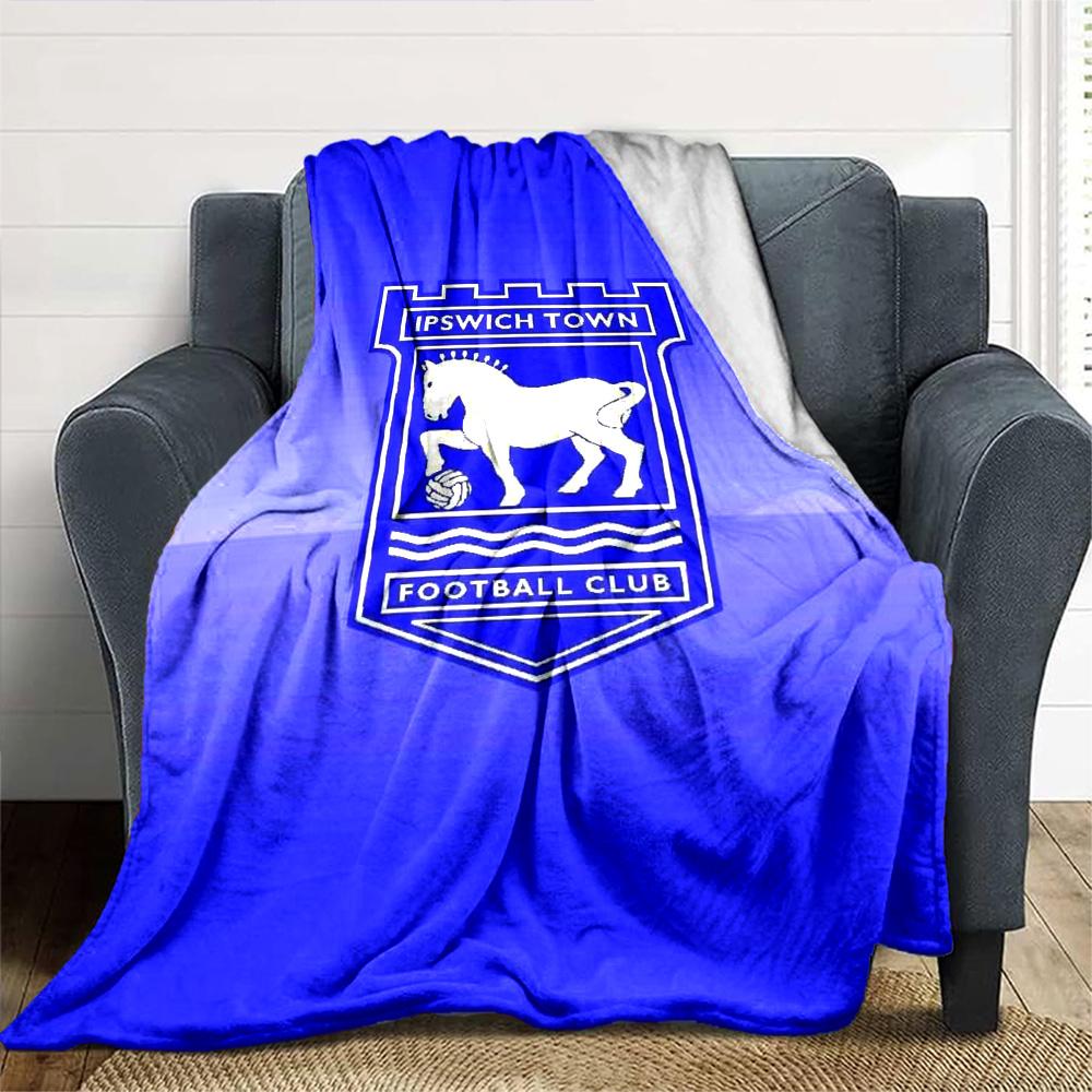 Ipswich Town FC Print Flannel Blanket High Quality Warm Comfortable Cover for All Seasons Perfect for Gifts Home Decor