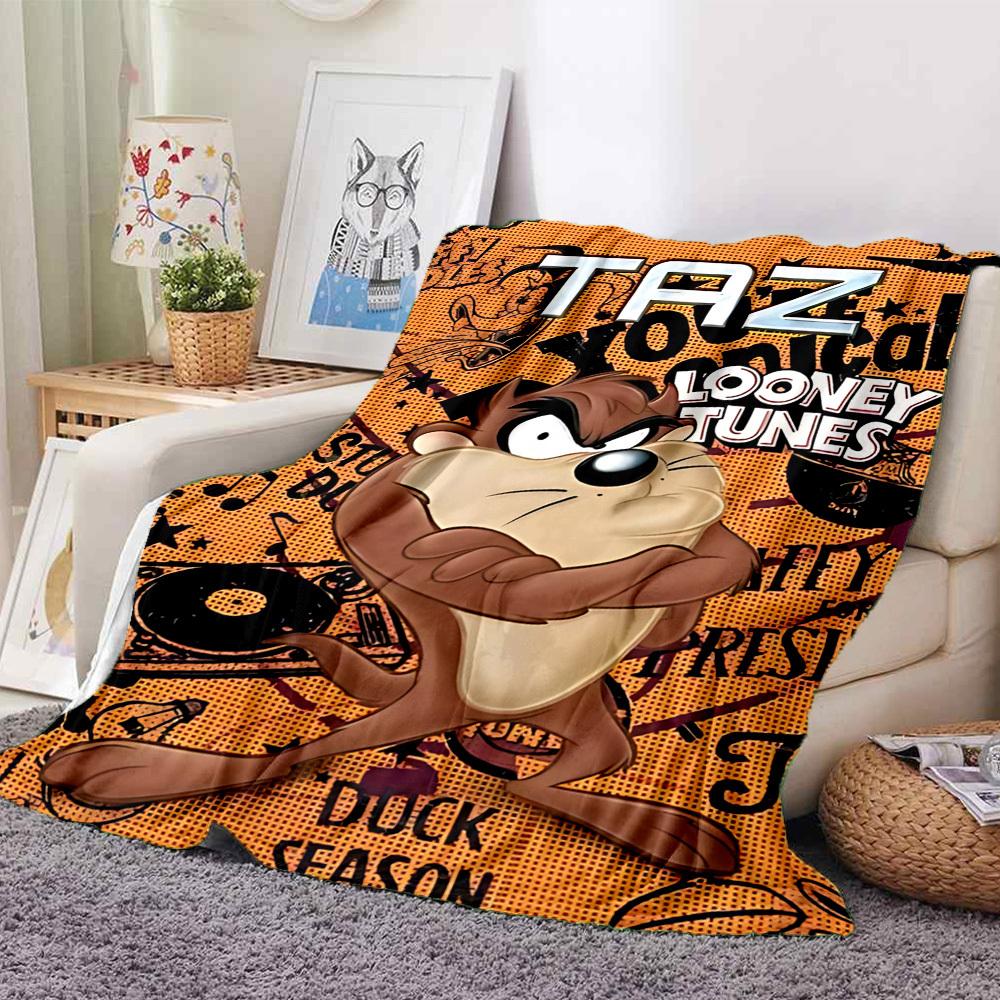 

1pc Looney Tunes Taz Looney Flannel Throw Blanket - Lightweight Soft Warm All-Season Blanket for Sofa, Bed, Travel, Camping L1029097 130x150cm