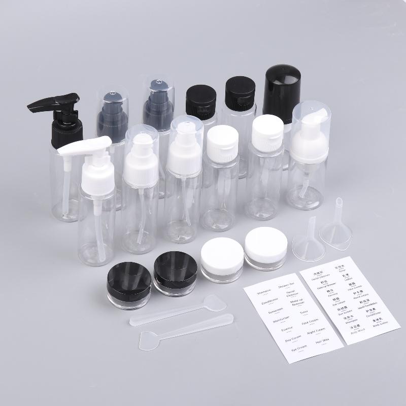 11 Stück/Set Reiseflaschen-Set Nachfüllbare Flasche Weiches Haustier-Lotion-Shampoo-Behälter Quetschflasche Leere Flasche