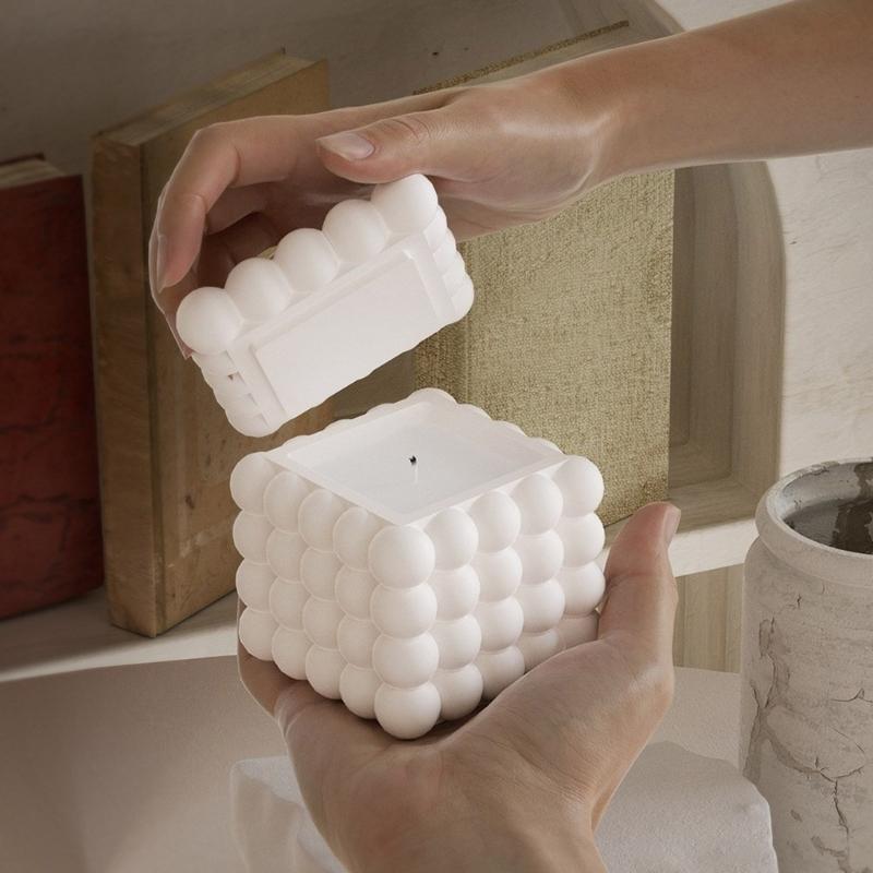 Silicone Storage Jar Mold with Lid Cube Candle Holder Mould Set for Resin Cement Concrete and Plaster Craft Home Decors
