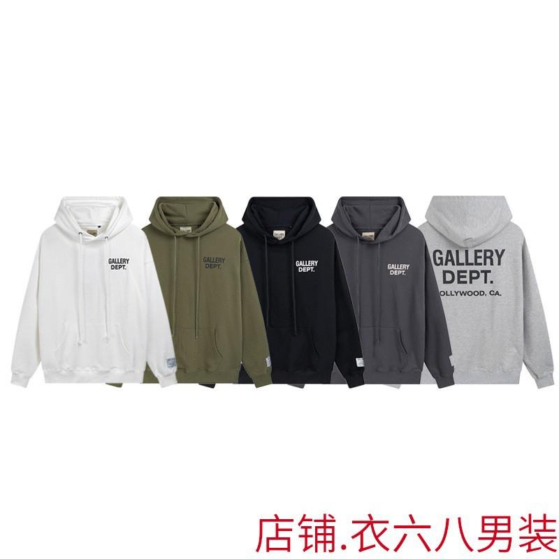 GALLERY DEPT Hoodie Men Women Oversized Cotton Fleece Pullover Sweatshirt Streetwear Loose Fit Long Sleeve