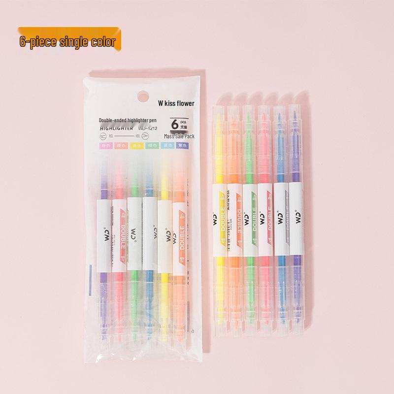 6-Color Double-Ended Highlighter Set for Textbooks & Student Notes Double-ended, dual color