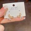 Elegant Zircon Pearl Butterfly Earrings for Women - Versatile, Shiny, Light Luxury Design