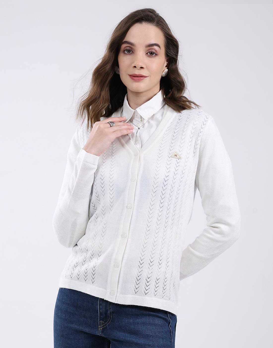 

Monte Carlo Women s V Neck Full Sleeve Cardigan 2XL белый
