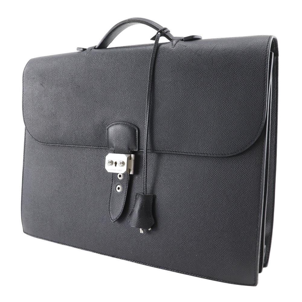 HERMES Sac Adepeche 38 Business bag black/SilverHardware Epsom mens Used