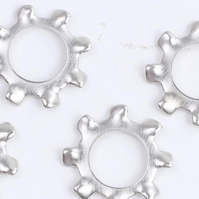 Nickel-Plated Iron External Tooth Lock Washer, Gear-Shaped, Sizes M3-M6