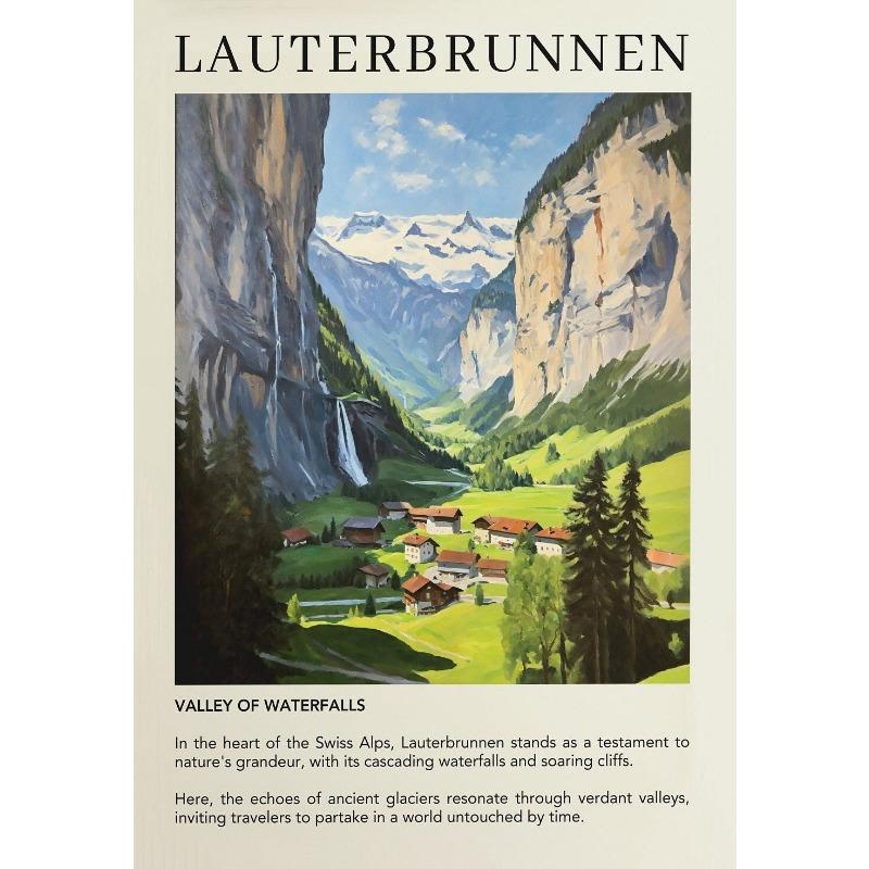 

Pont Du Gard Lauterbrunnen Switzerland Travel Poster and Prints Canvas Printing Wall Art Picture for Living Room Home Decor Gift 21cm×30cm NoFrame