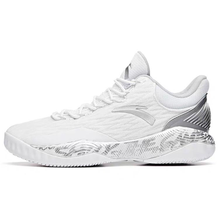 Anta A Shock Synthetic Leather Cushioning Slip Resistant Abrasion Resistant Low Top Basketball Shoes Men's Gray White 112031605-5
