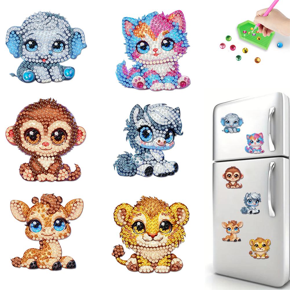 6Pcs Diamond Art Kits Fridge Magnets Diamond Art DIY Diamond Art Refrigerator Magnets DIY Art Crafts for Adults Beginners