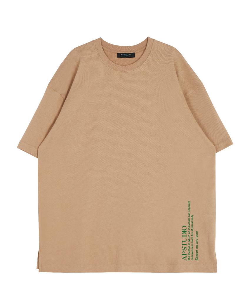 ASTRAL PROJECTION Gradient Lettering Round Neck 15-Count Cotton Short Sleeve T-Shirt_Beige