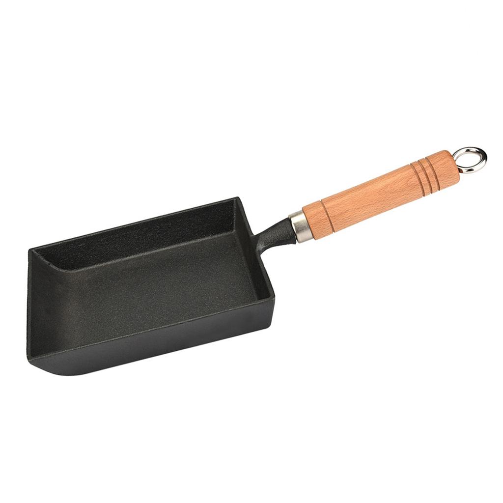 Mini Frying Pan Iron Omelette Pot Tamagoyaki Wooden Handle