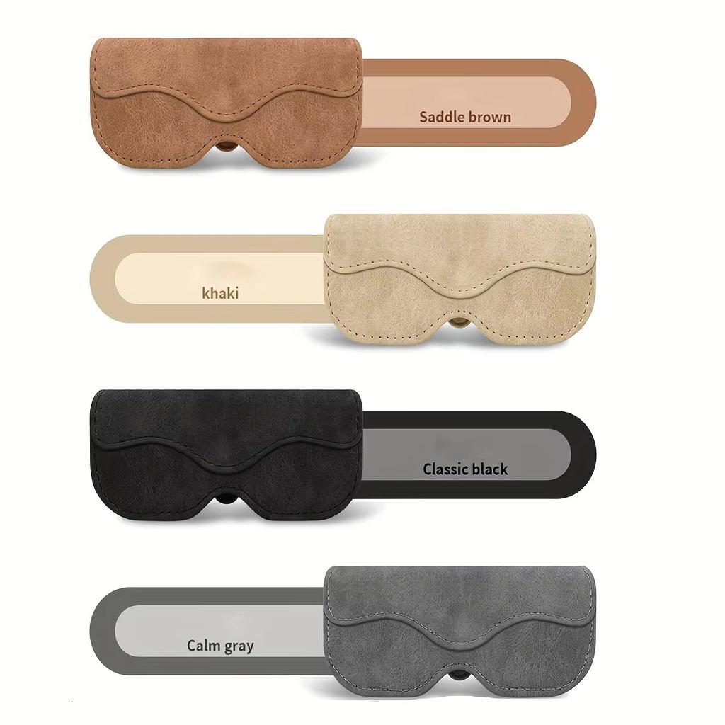 Suede Leather Car Eyeglass Case Automatic Closing Non-slip Auto Sun Visor Glasses Holder Magnetic Multi-functional Eyewear Clips