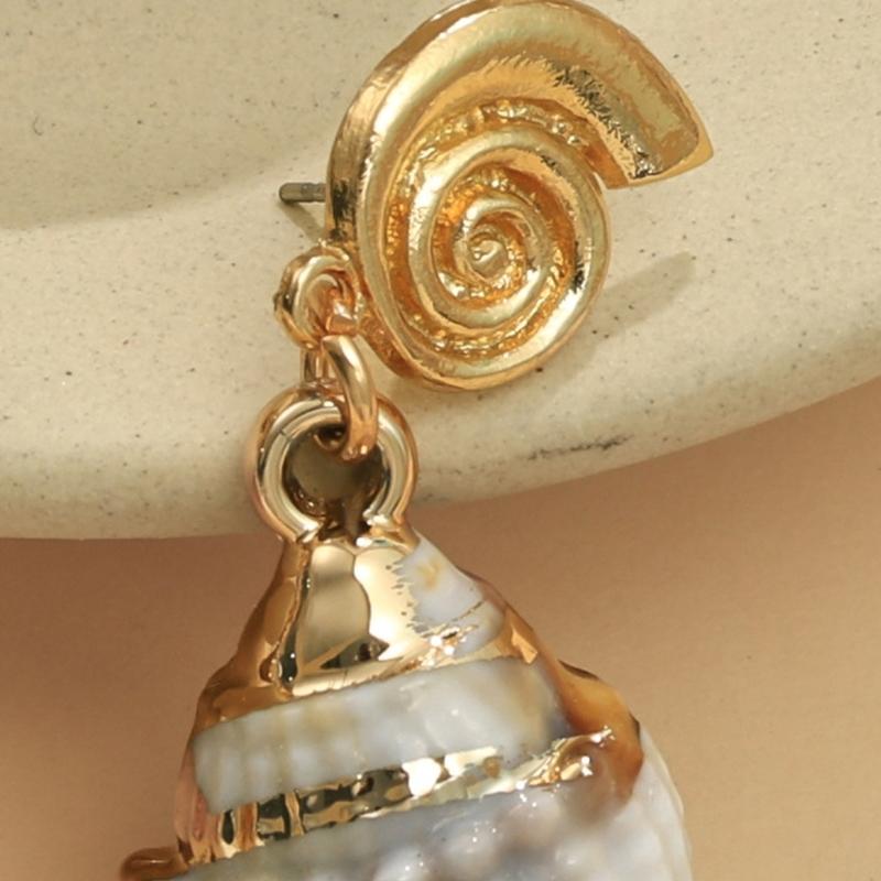 Conch Shell Shaped Earrings Lightweight Design Zinc Alloy Accessories For Weddings Travel And Casual Outfits