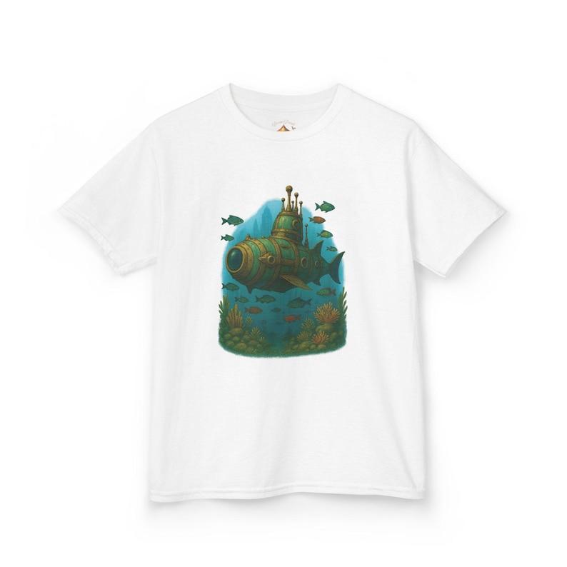 Kids Underwater Adventure Tee, Kids Submarine and Fish T-Shirt, Ocean Explorer Summer Tee, Fun Fish Fantasy T Shirt, Gift for Sea Lovers - 100