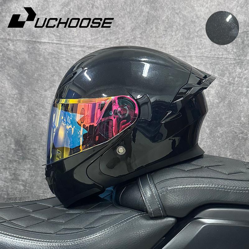 DOT Uchoose Approved Helmets Crash Motorbike Protective Gear Men Women Flip Up Helmet Motorcycle Visor Double Sun