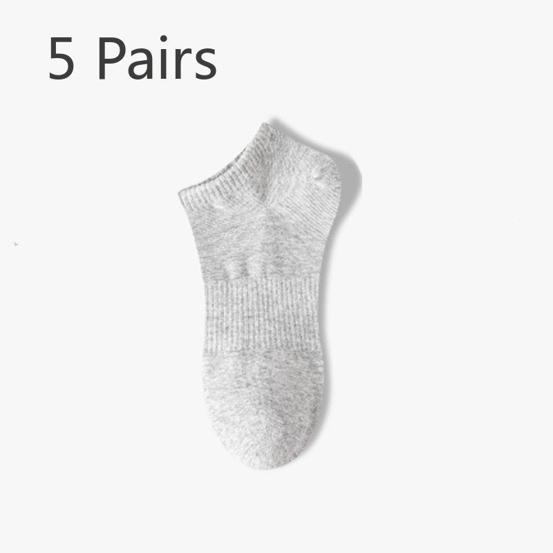 

5 пар носков мужские, антизапаховые и впитывающие пот, весенние и летние хлопковые спортивные носки средней длины, тонкие однотонные короткие женские носки-лодочки 5 pairs серый